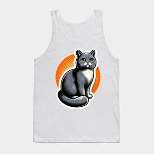 gray cat with orange background Tank Top